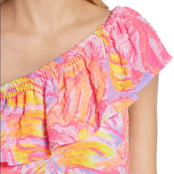 Lilly Pulitzer One Shoulder Emmeline Dress Sun Splashed XS - Picture 2 of 6